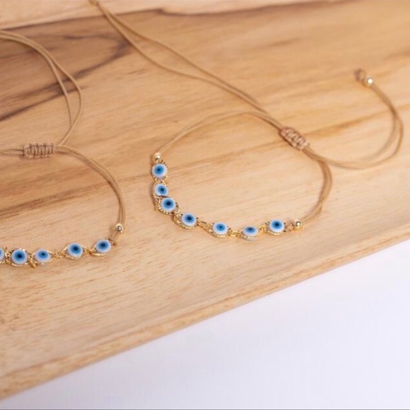 Evil Eye Friendship Bracelets, Bridal Gift Bracelets, 2inOne Evil Eye Adjustable - Picture 3 of 5
